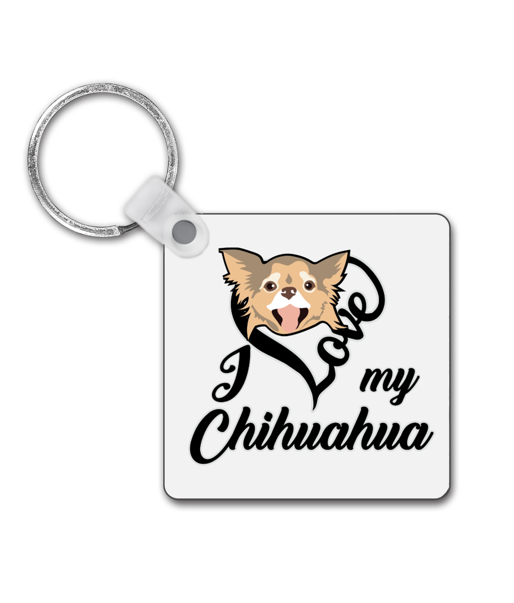 I Love My Chihuahua Square Keyring