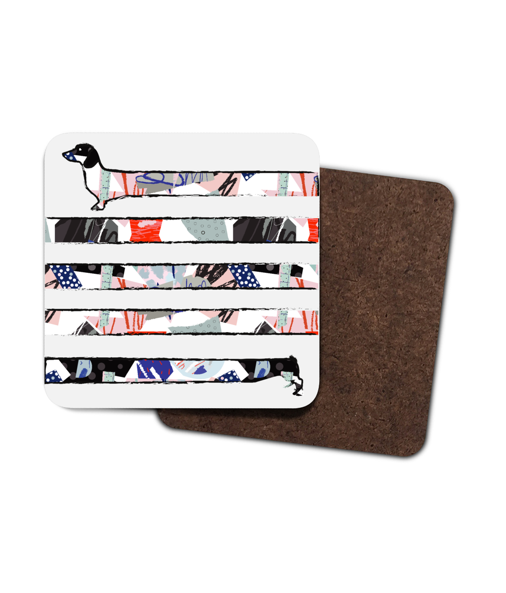 Dachshund Stripy Astract 4 Pack Coaster