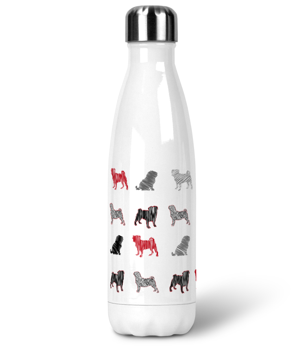 Pug Scribble Premium Stainless Steel Water Bottle