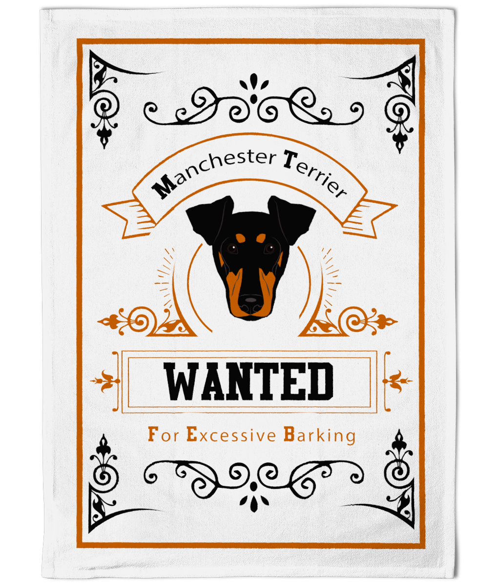 Manchester Terrier Wanted Cotton Tea Towel