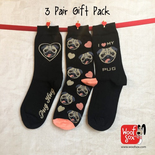 3 Pack Pug Socks
