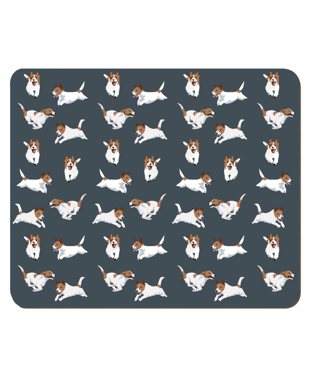 Jack Russell Placemat in Dark Grey-Blue