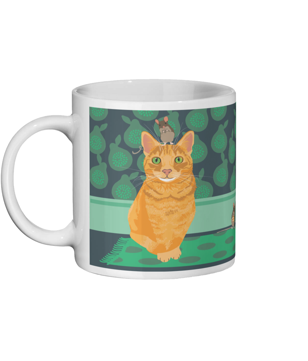 Ginger Cat and Mouse Ceramic Mug by Al Stafford