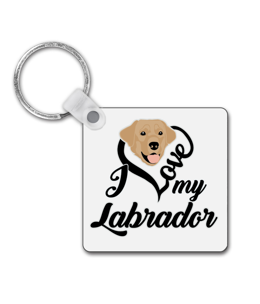I Love My Labrador Square Keyring