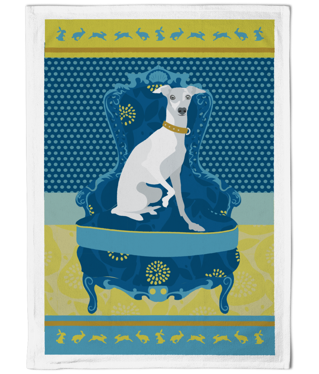 Whippet Cotton Tea Towel - Blues and Greens
