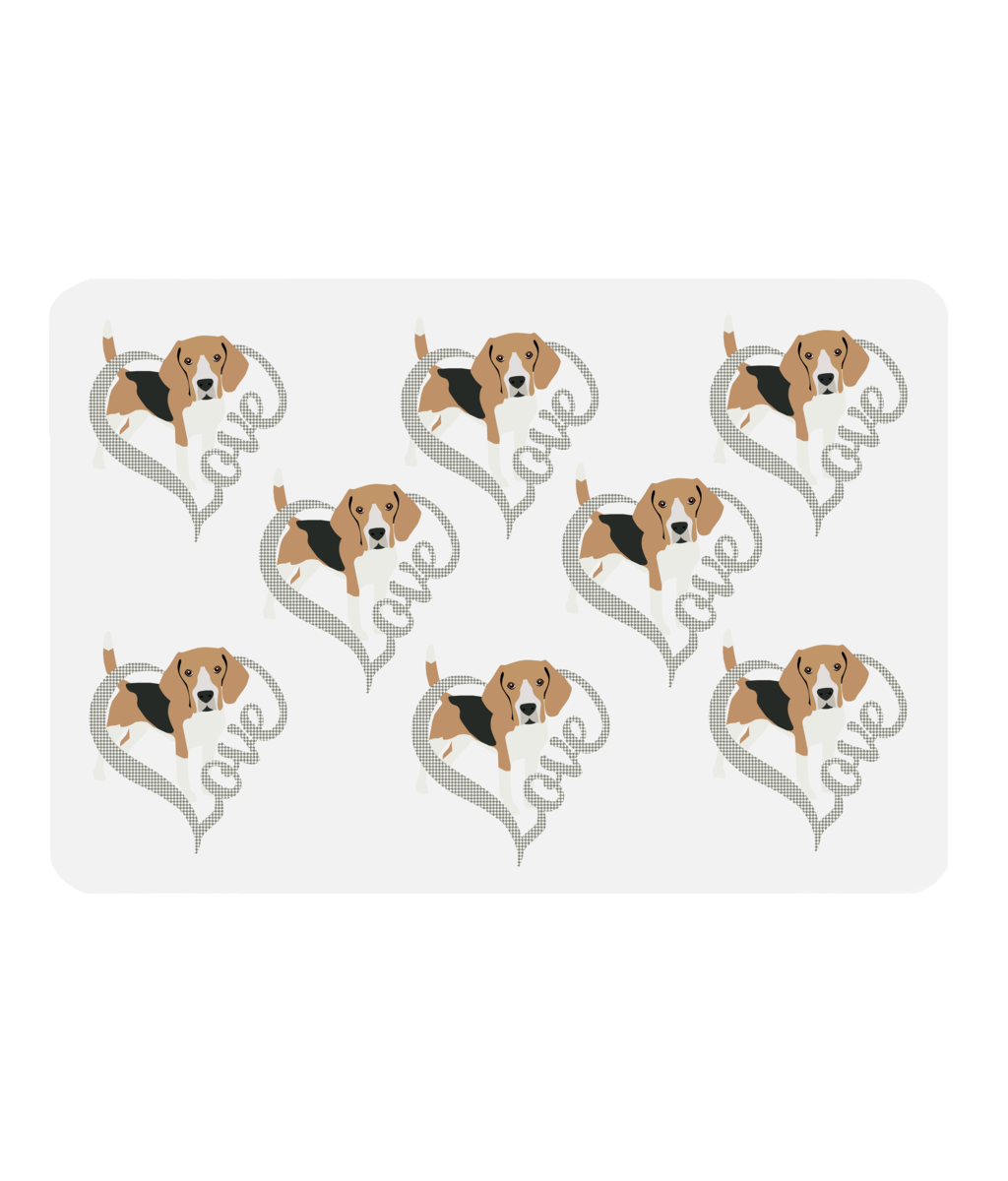 Pet Food Mat Love Beagle Tweed Heart