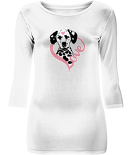 Load image into Gallery viewer, Dalmatian Women&#39;s 3/4 Sleeve Stretch T-Shirt (Pink)
