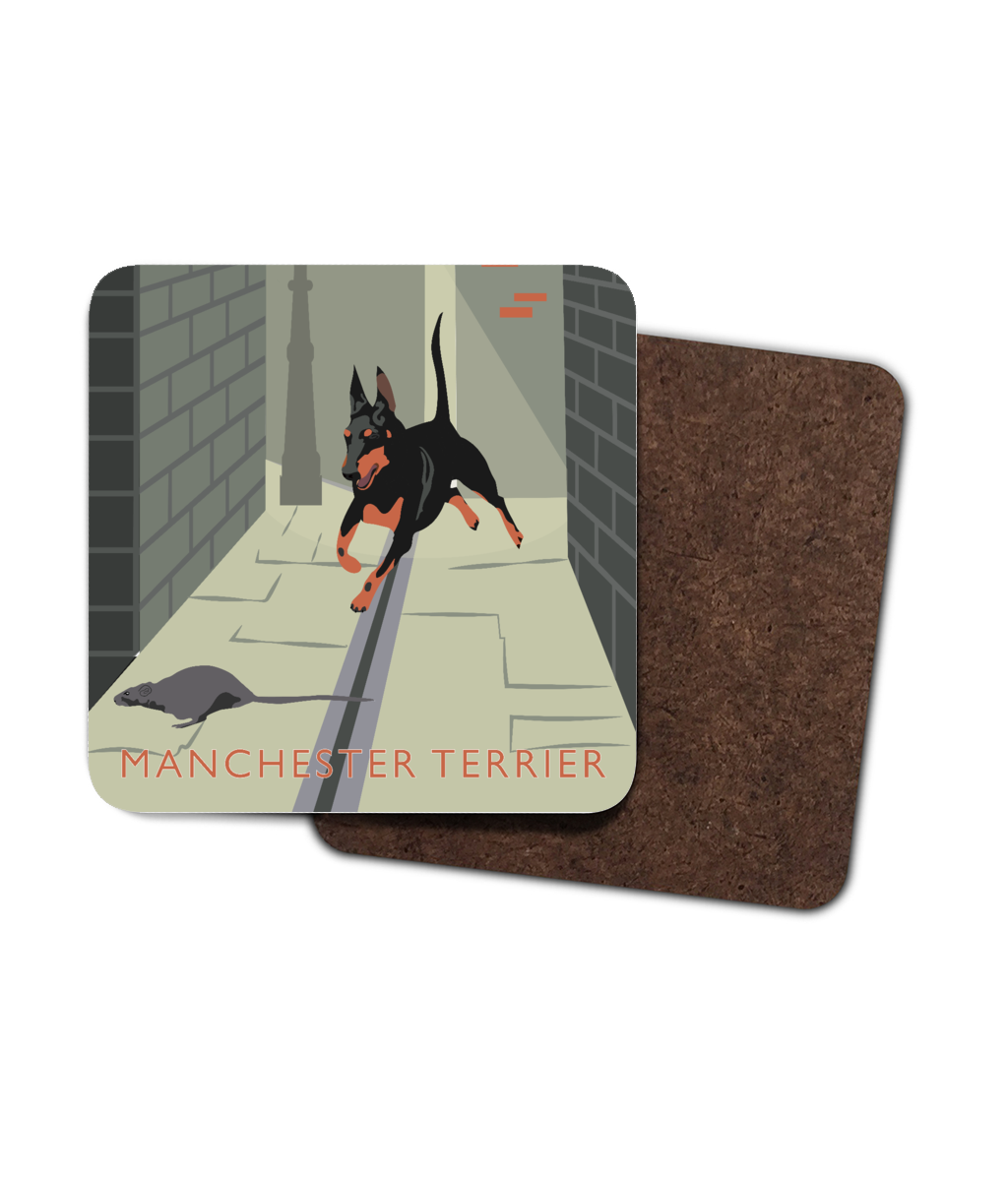 Manchester Terrier Rat Chase 4 Pack Coaster - Green