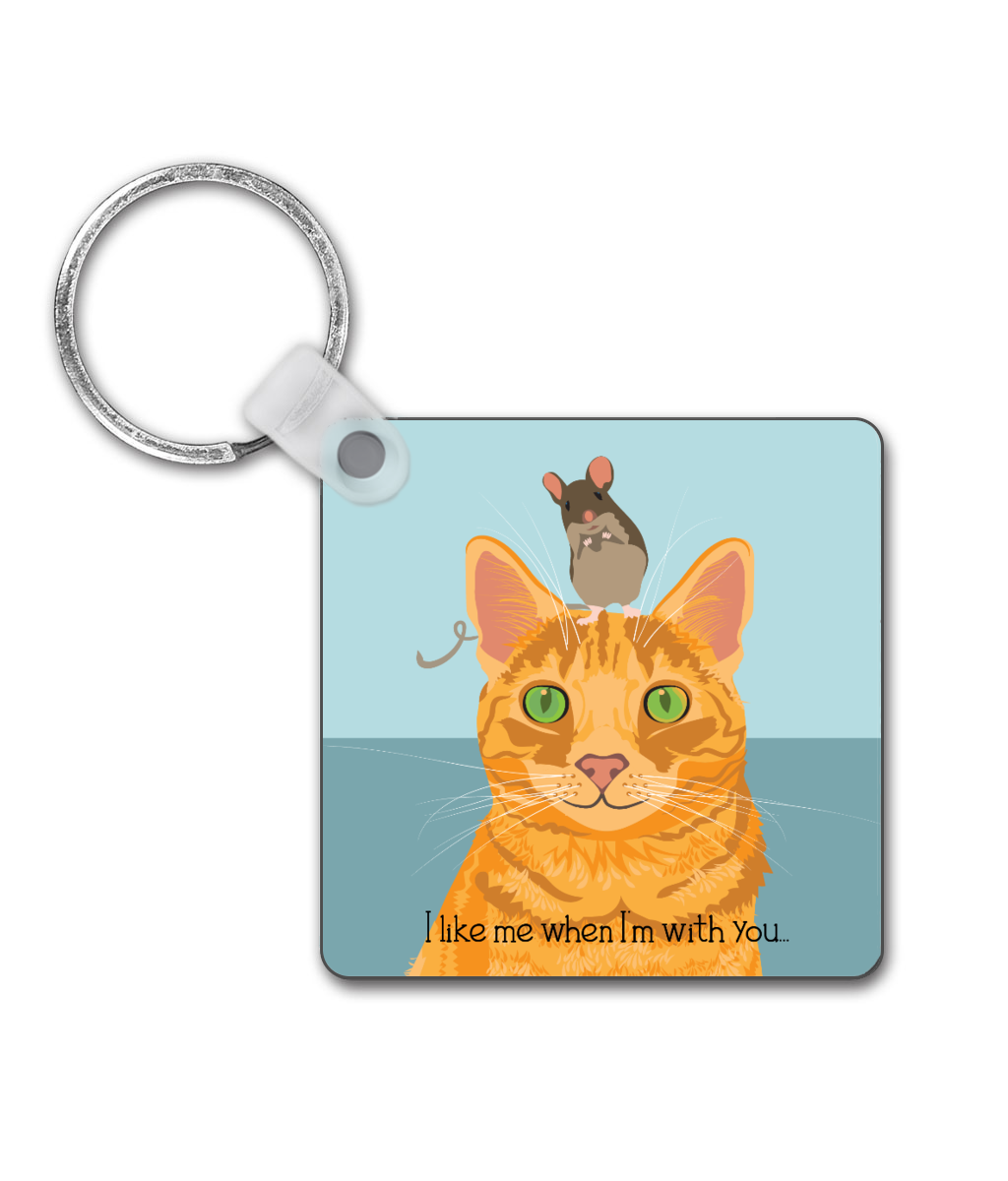 Cat 'I like Me When I'm With You' Square Keyring