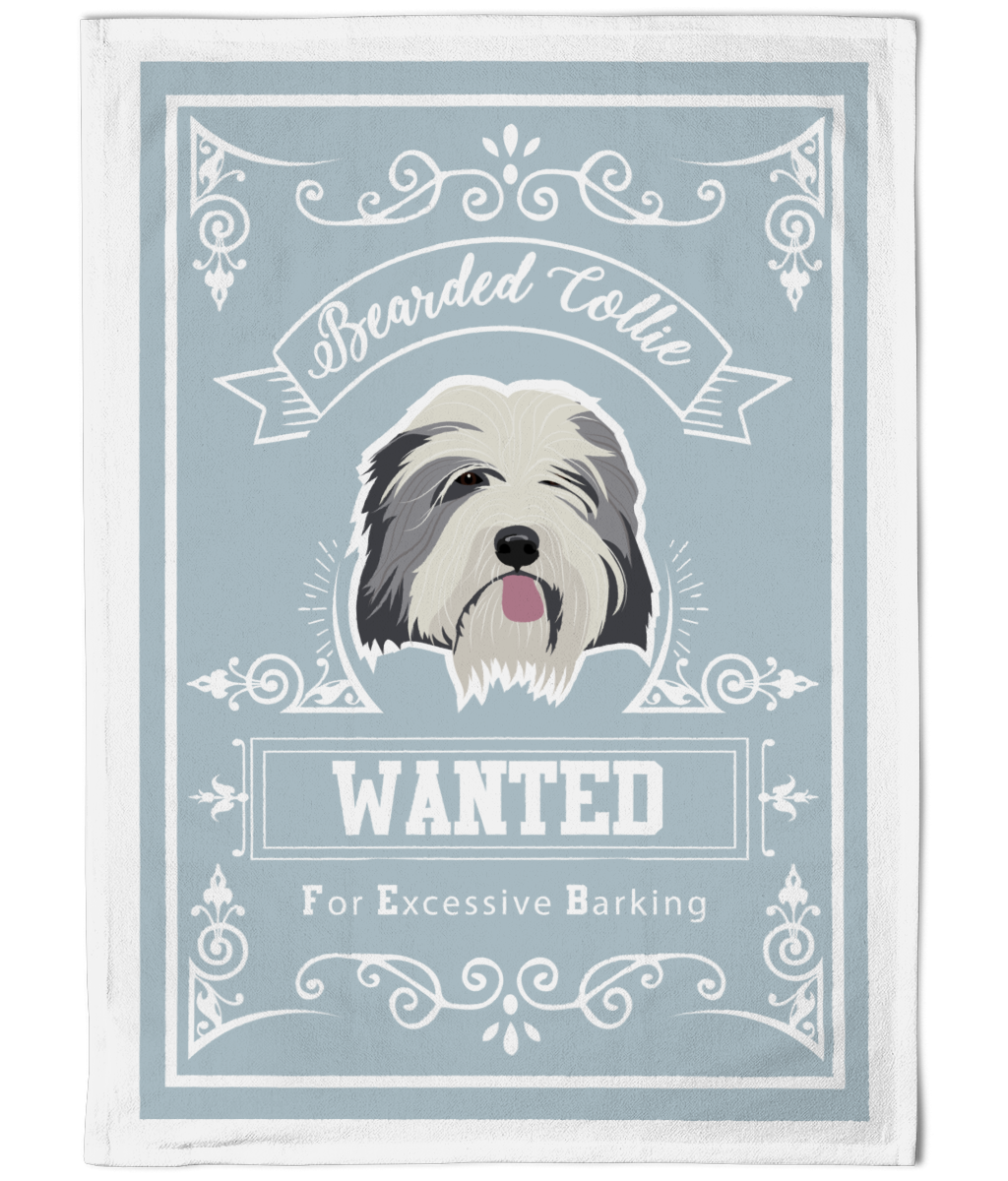 Cotton Tea Towel featuring the Bearded Collie