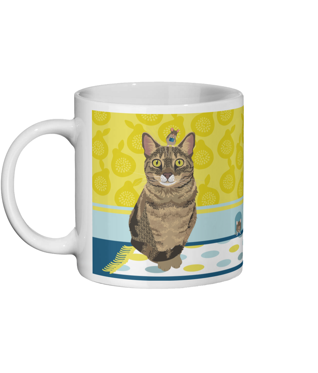Tabby Cat and Mouse Ceramic Mug by Al Stafford