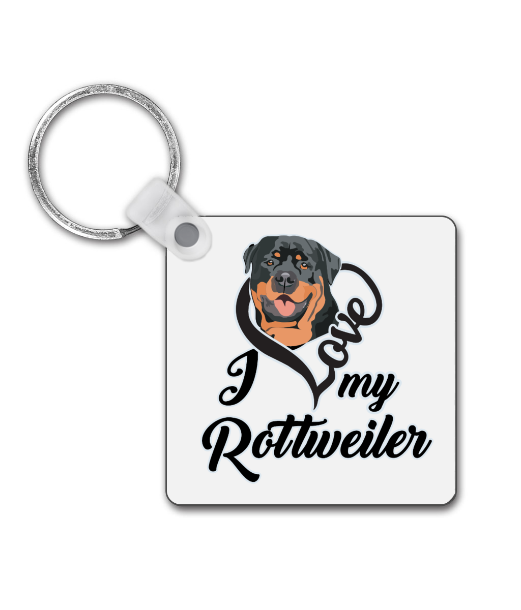 I Love My Rottweiler Square Keyring