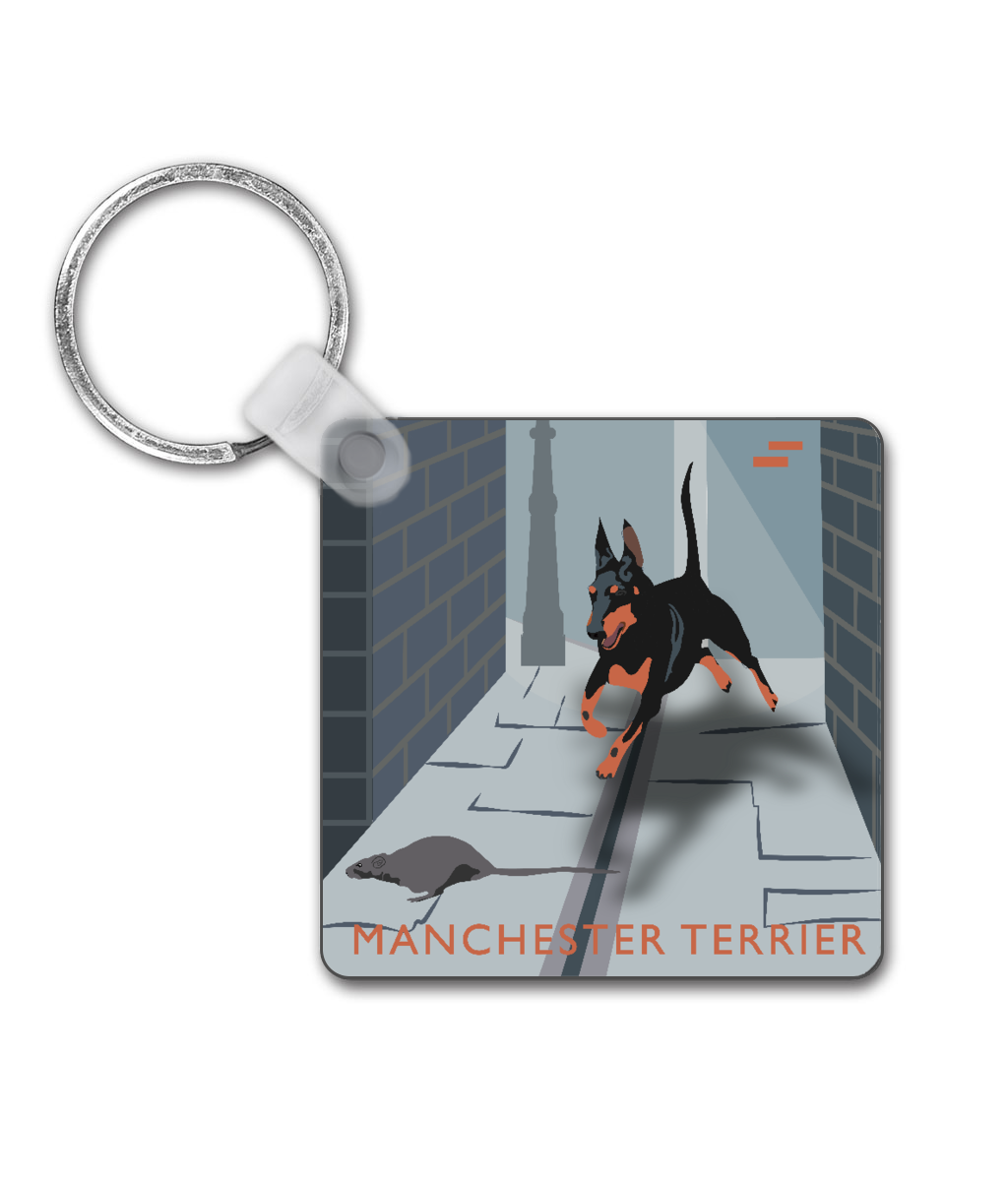 Manchester Terrier Ratting Square Keyring
