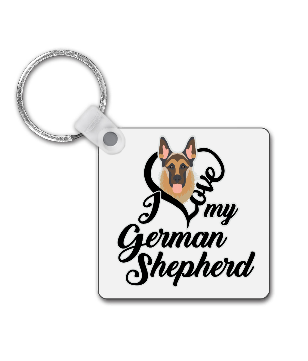 I Love My German Shepherd Square Keyring