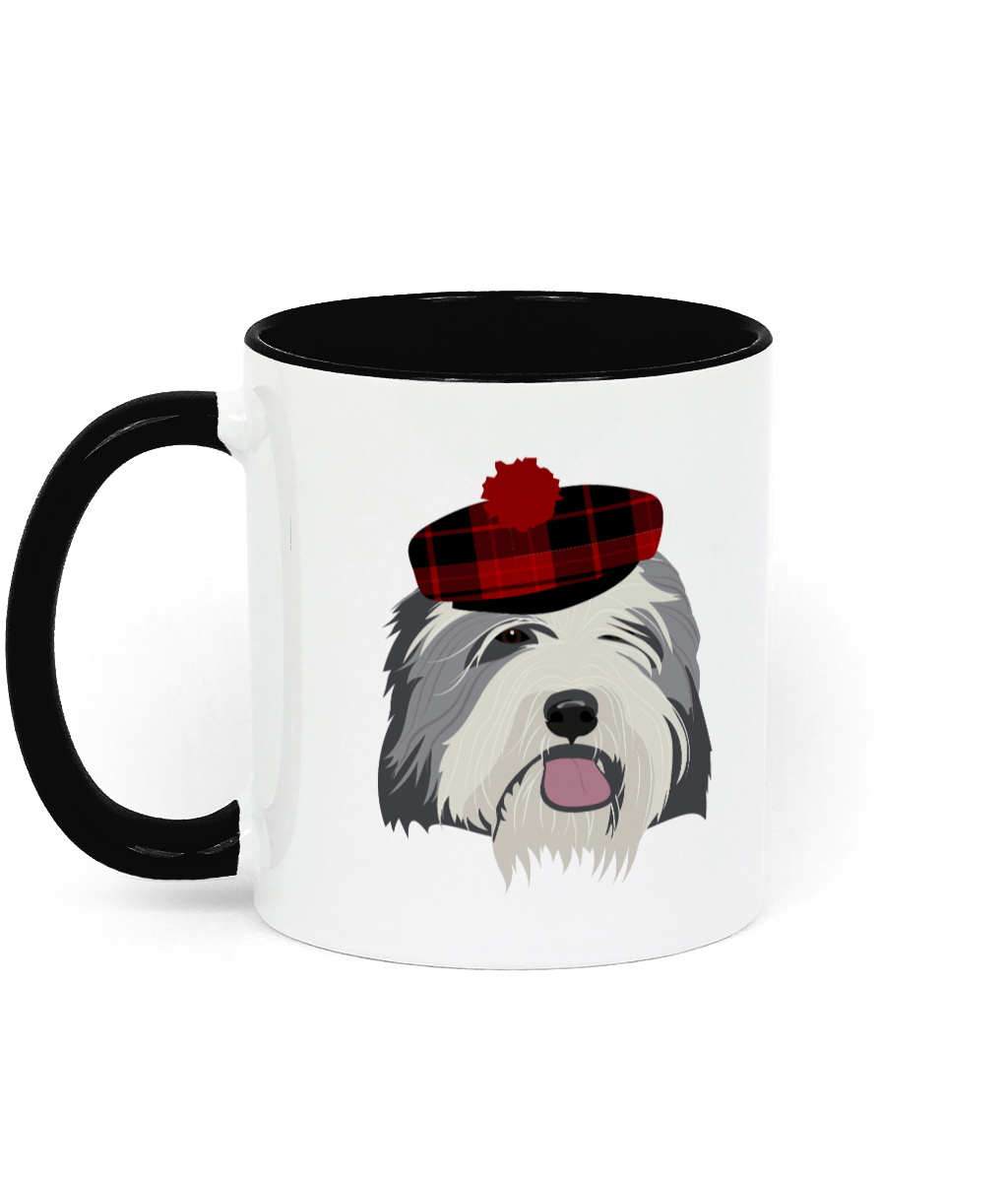 Two Toned Ceramic Mug featuring a Bearded Collie