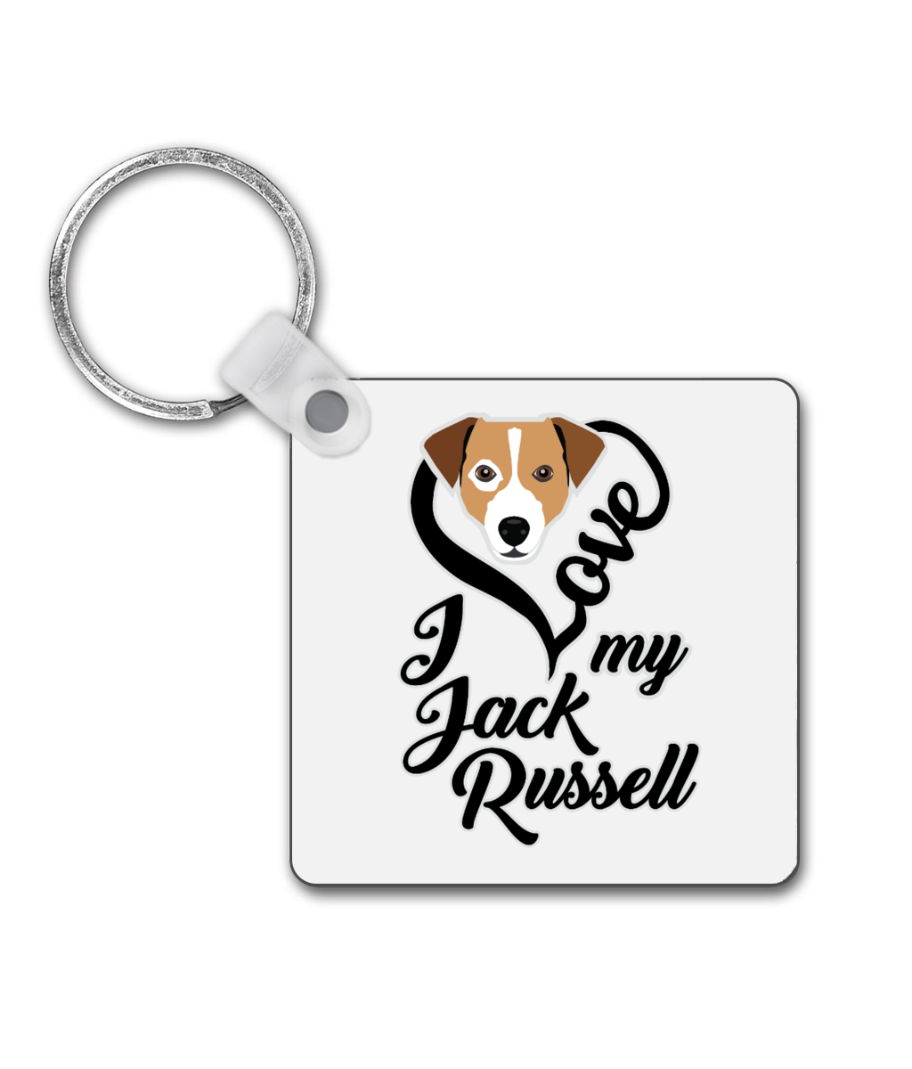 I Love My Jack Russell Square Keyring
