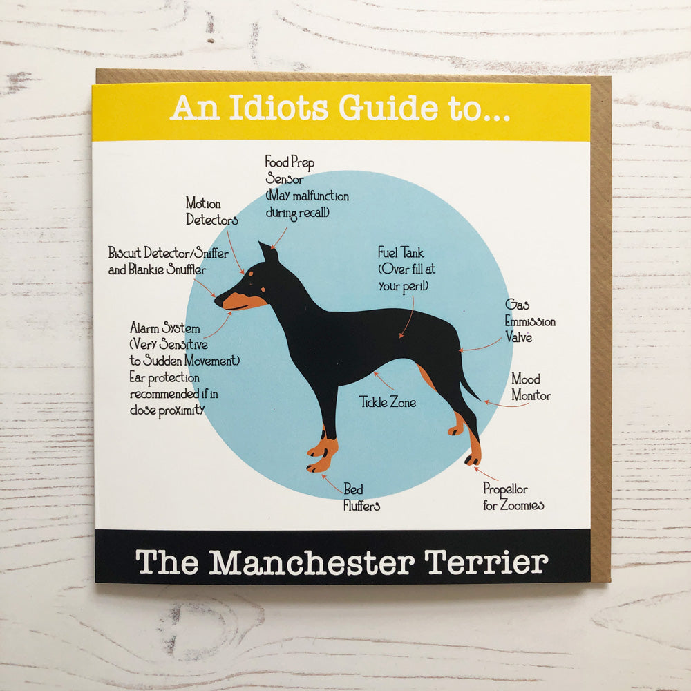 Manchester Terrier Greetings Card - An Idiots Guide to the Manchester Terrier