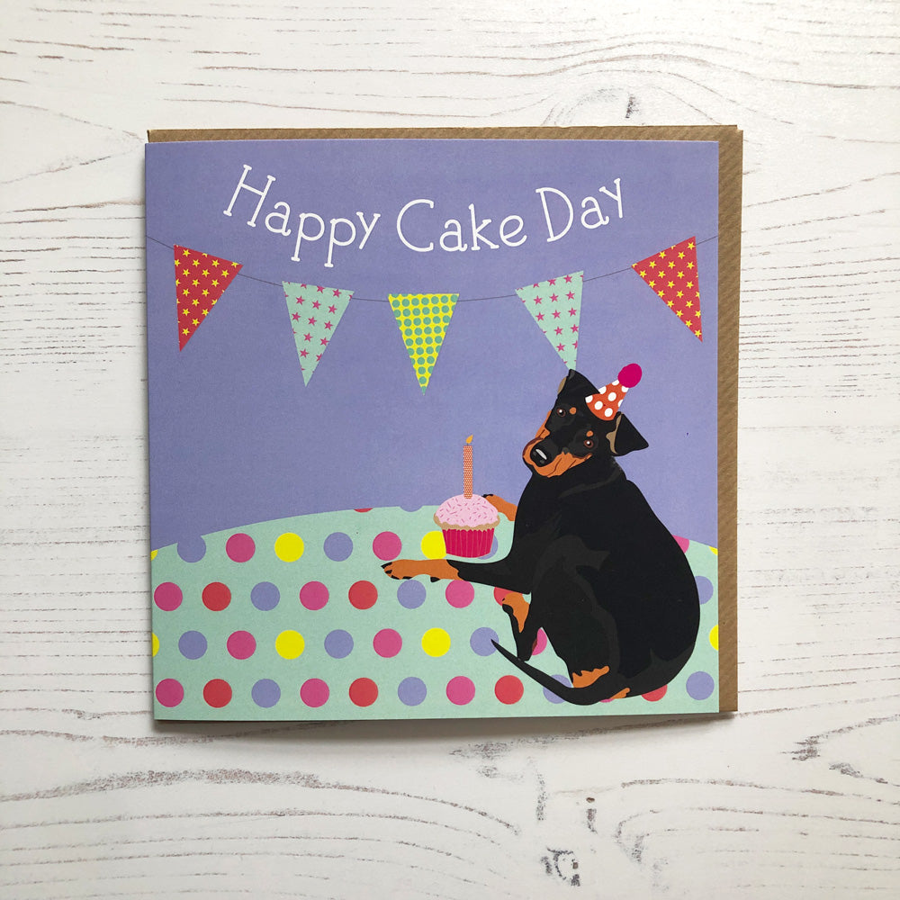 Manchester Terrier Greetings Card - Happy Cake Day!