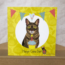 Load image into Gallery viewer, Cat Greetings Card - Happy Cake Day!

