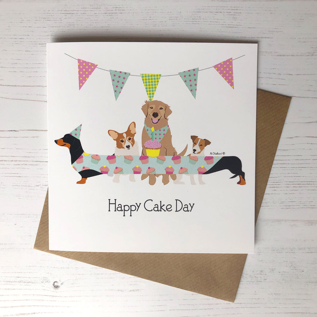 Dog Greetings Card - Happy Cake Day!