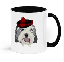Load image into Gallery viewer, Two Toned Ceramic Mug featuring a Bearded Collie
