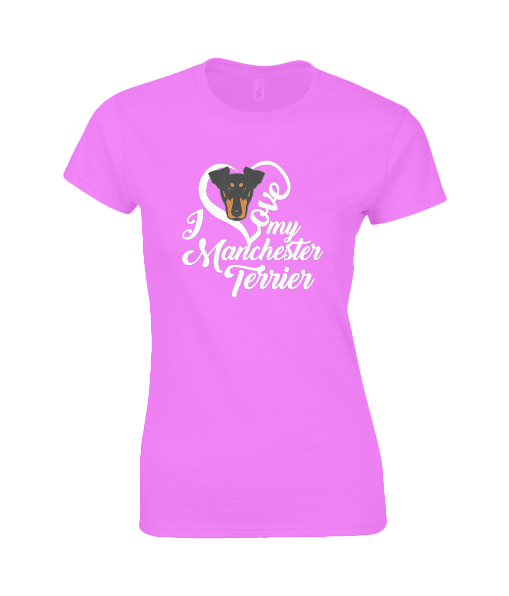 I Love My Manchester Terrier Fitted Ladies T