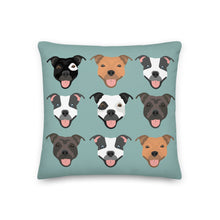 Load image into Gallery viewer, Staffie Reversible Cushion in Duck Egg Blue

