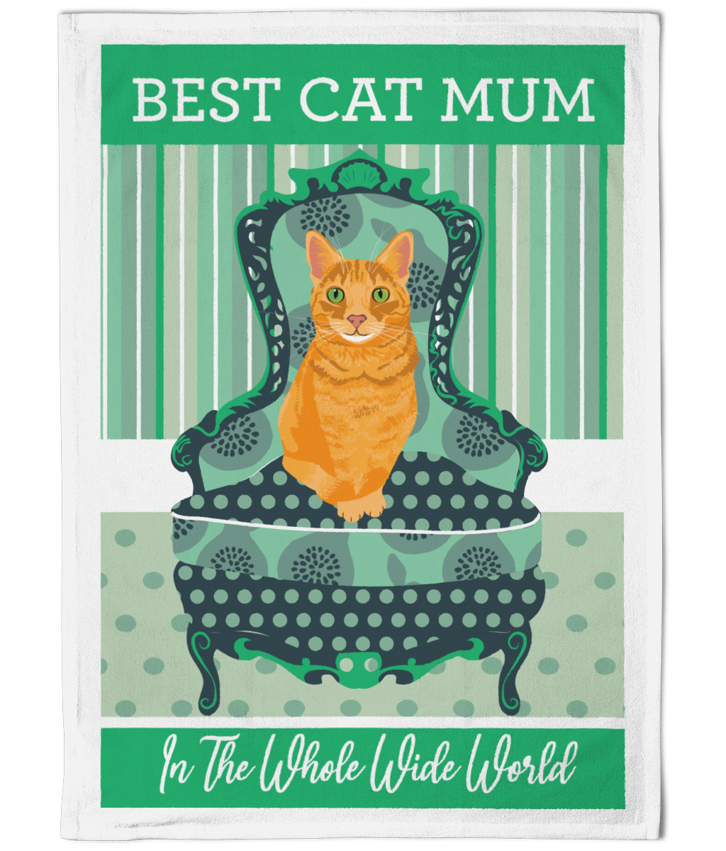 Best Ginger Cat Mum Tea Towel