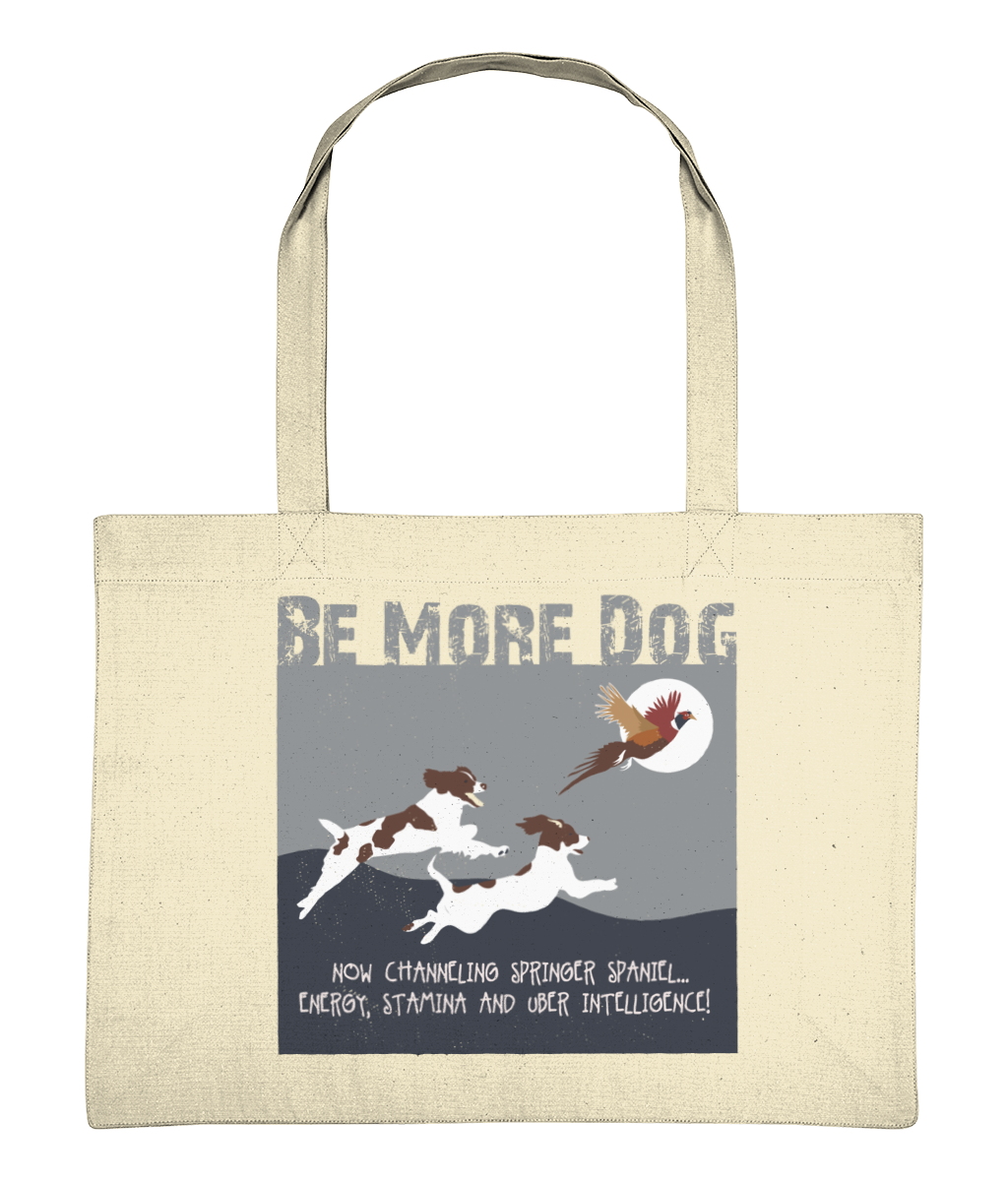 Large Tote Bag With Internal Pockets with Be More Dog (Springer Spaniel) graphic