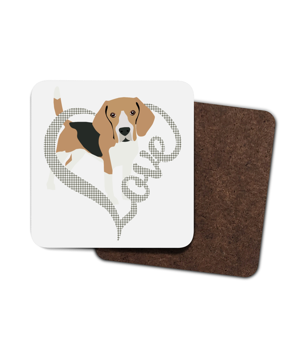 Love Beagle Single Hardboard Coaster