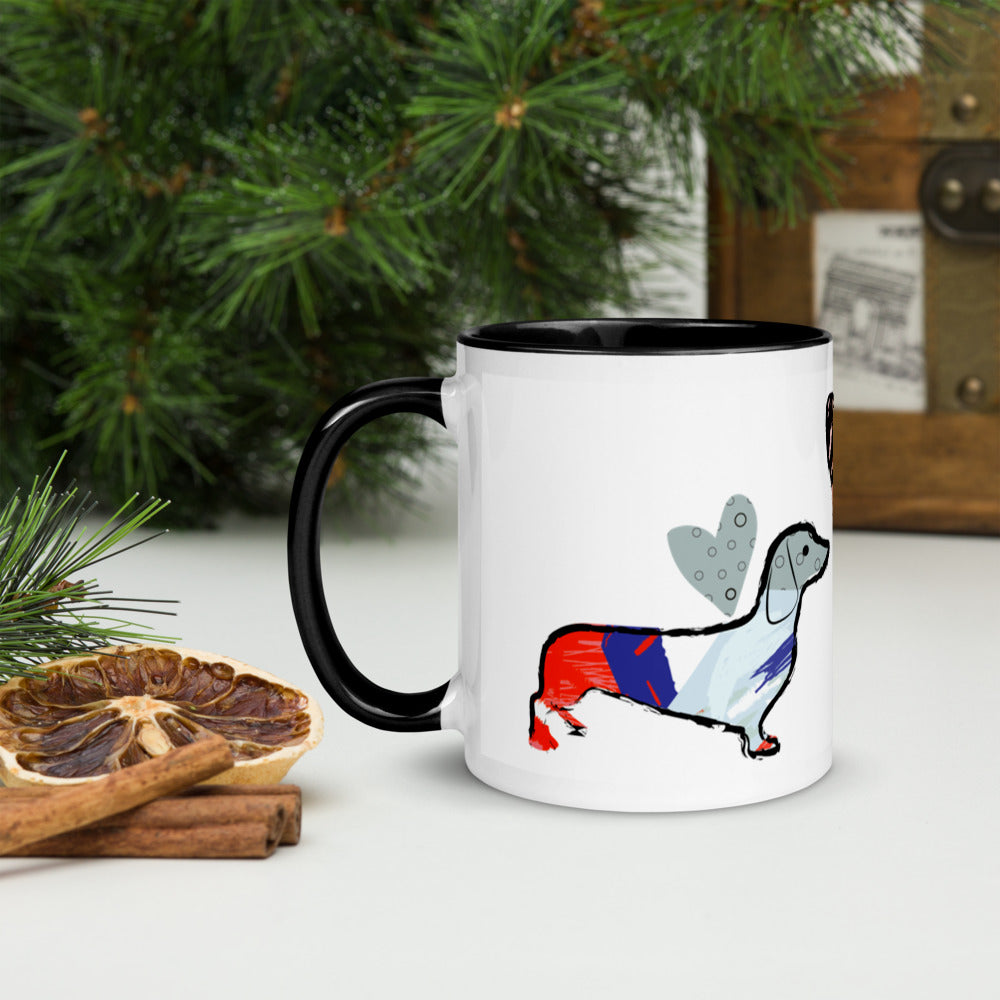 Dachsund Lovers Mug with Stylish Contrast Color Inside and Handle